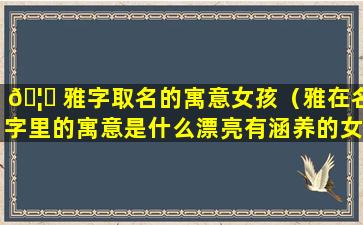 🦁 雅字取名的寓意女孩（雅在名字里的寓意是什么漂亮有涵养的女孩 🦅 取名大全）